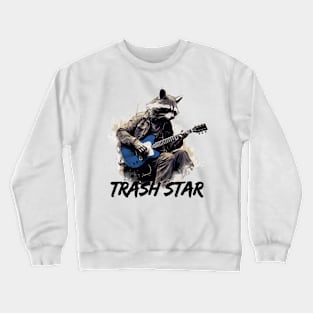 Raccoon Trash Star Playing The Electric Guitar Crewneck Sweatshirt